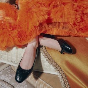 Sarah Flint Natalie Ballerina, black embossed calf - Size 6.5